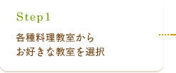 Step1 各種料理教室からお好きな教室を選択